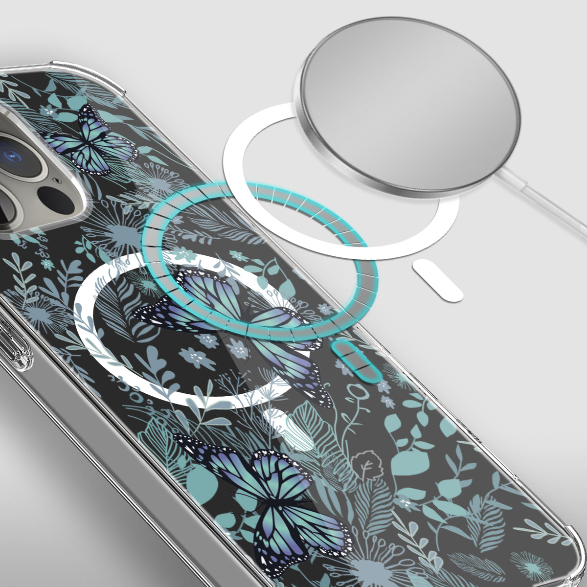 For Apple iPhone 16e Hybrid Flower Design Stylish Fashion Case, MagSafe Compatible, Thick Shockproof Hard PC Case Cover