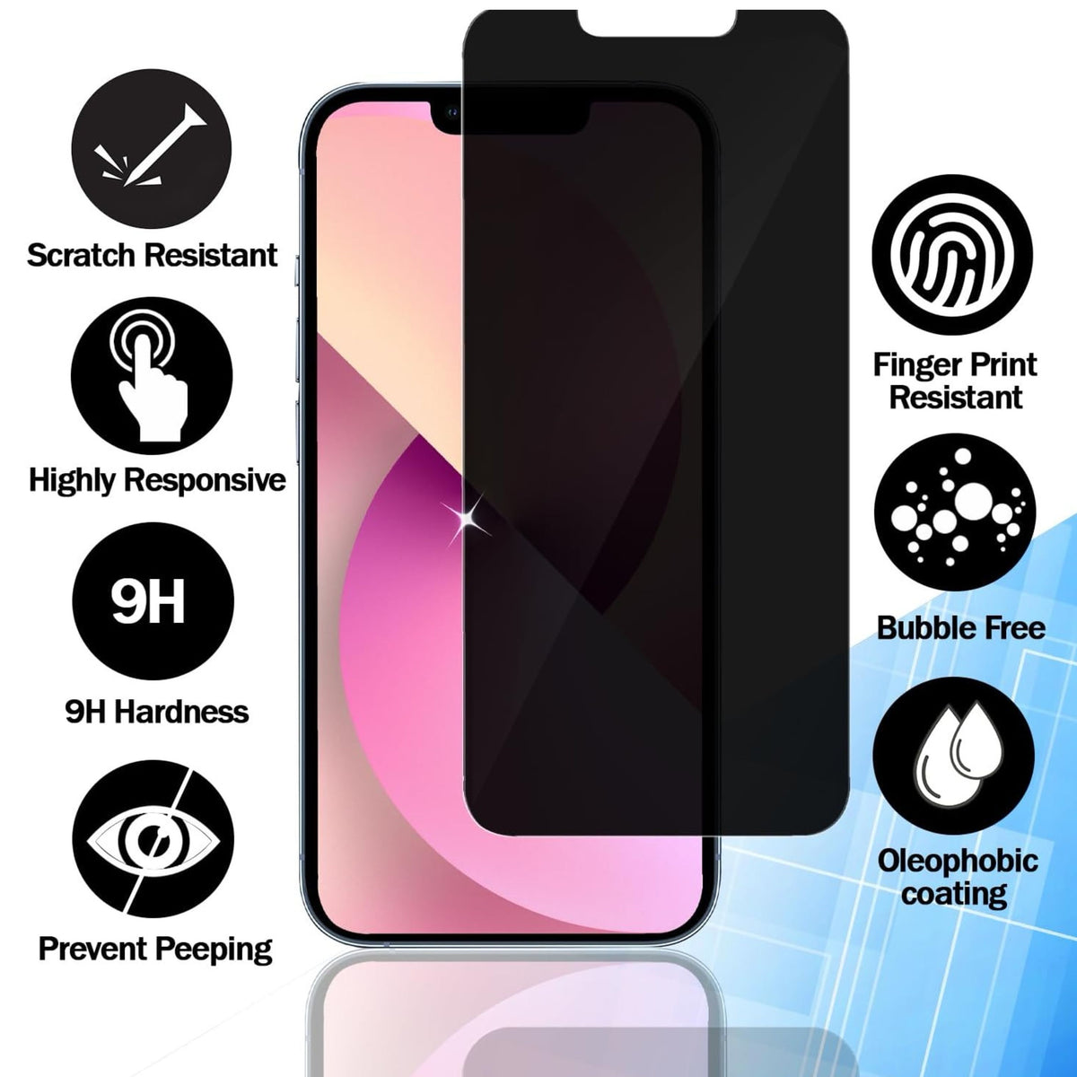 For Samsung Galaxy S23+ Plus Tempered Glass Privacy Screen Protector, Anti-Spy, Scratch Resistant, 9H Hardness, Anti-Fingerprint, Easy to Install Protector Black