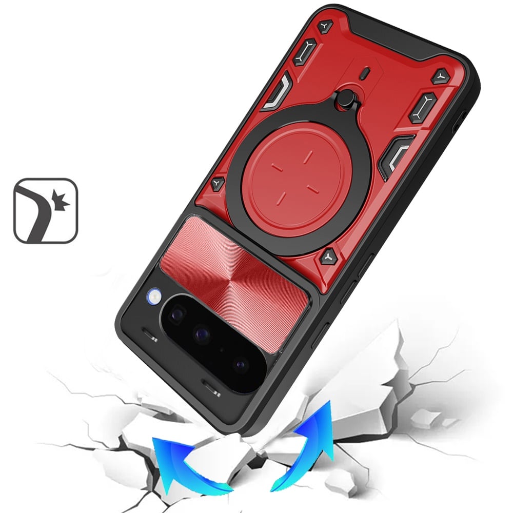 Phone Case for Google Pixel 11 Pro XL Magnetic Ring Stand Shockproof Hybrid Full Camera Slide Guard Anti Slip Heavy Duty Protective Armor Cover