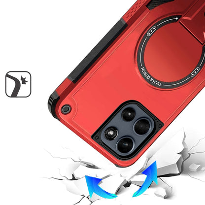 Phone Case for Motorola Moto G Stylus 5G 2025 Magnetic Kickstand Rugged Shockproof Armor Grip Anti Slip Heavy Duty Protective Matte Stand Hybrid Cover Red