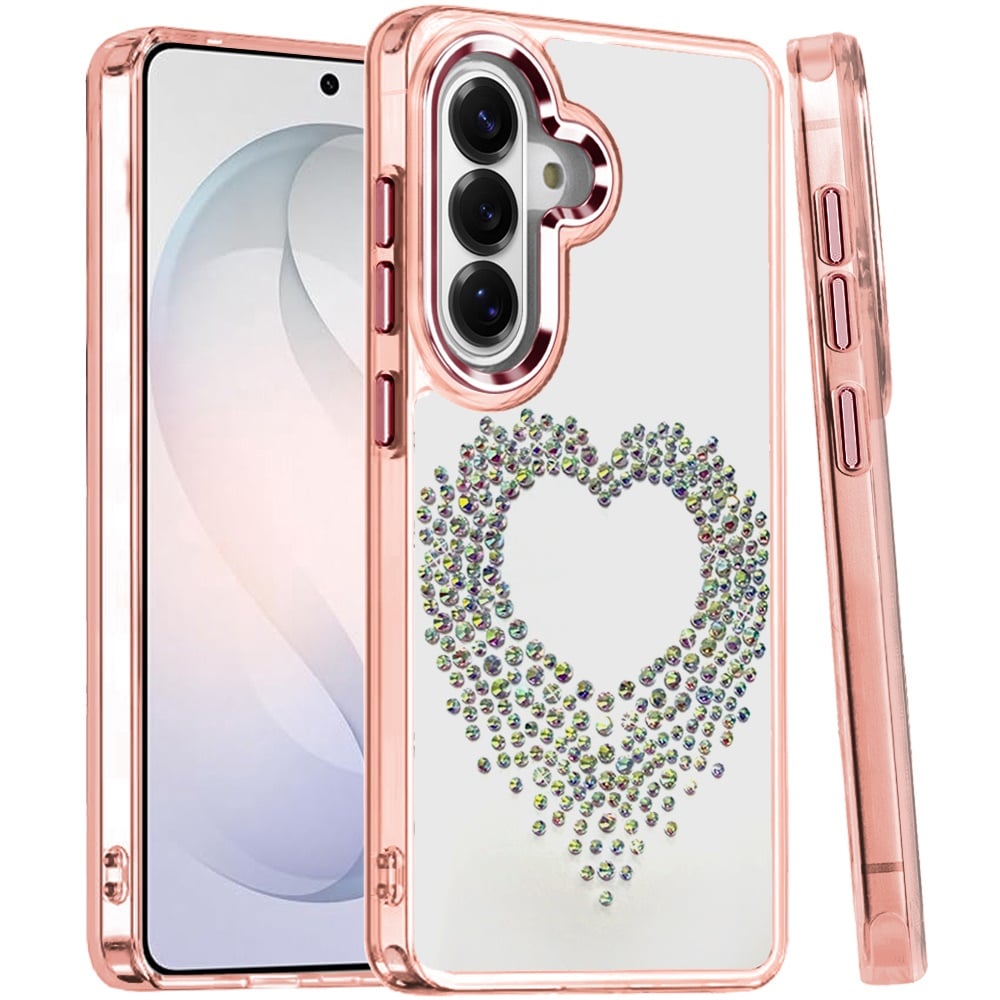Phone Case for Samsung Galaxy S26 FE /S26 Fan Edition Angel Hearts Bling Shimmer Colorful Glitter Chrome Edge Shockproof Stylish Hybrid Design Cover