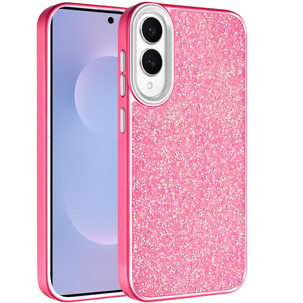 For Samsung Galaxy S25 Edge Crystal Sparkle Diamond Glass Full Mini Glitter Bling Frame TPU Hybrid Protective Case Cover