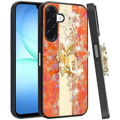 For Samsung Galaxy A17 5G Diamonds 3D Butterfly Bling Sparkly Glitter Ornaments Engraving Hybrid with Stand Fashion Case Cover