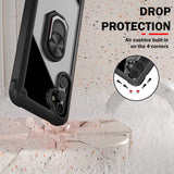 For Apple iPhone 15 Pro Max (6.7") Clear Transparent Hybrid with 360° Magnetic Ring Stand PC Heavy Duty Shockproof  Phone Case Cover