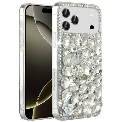 For Apple iPhone 17 Pro Max (6.9") Bling Crystal 3D Full Diamonds Luxury Sparkle Rhinestone Hybrid Protective Case Cover