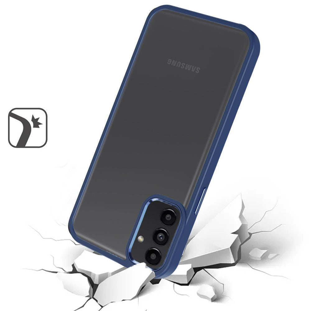 For Samsung Galaxy S25 Fan Edition /Galaxy S25 FE Slim Fit Hybrid Transparent Thick Acrylic with Metal Buttons Frame Protective Hard PC + TPU Shockproof Case Cover Blue