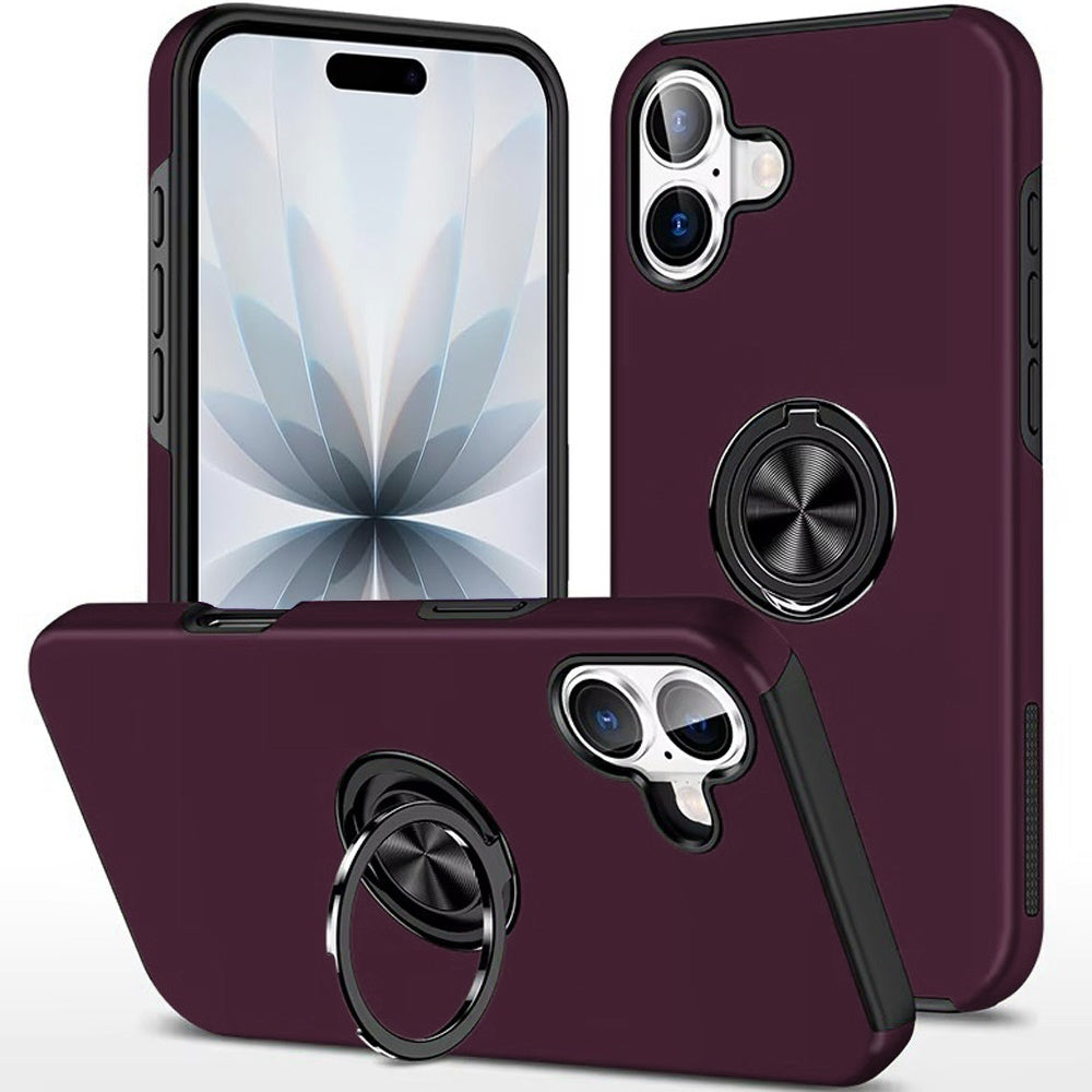 Phone Case for Apple iPhone 17 Invisible Ring Stand Shockproof Anti Slip Durable Grip Protective Hybrid Fit Magnetic Car Mount Holder Cover Purple