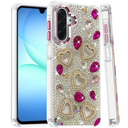 Luxury Crystal Heart Rhinestone Diamond Bling Shockproof Hybrid Glitter Protective Stylish Durable Grip