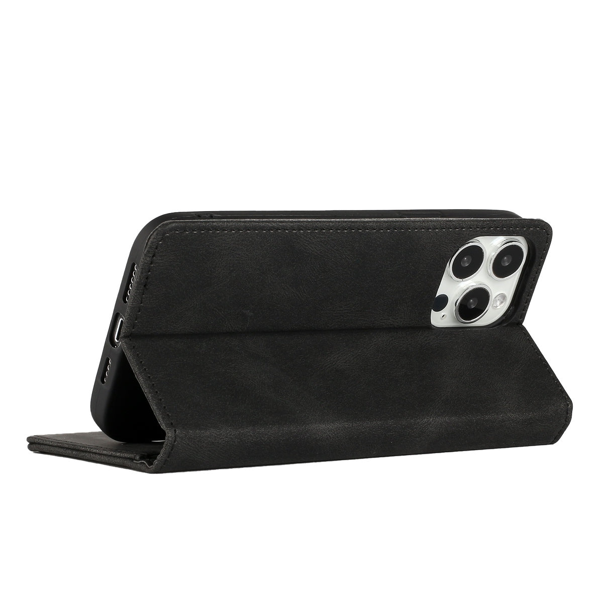 For Apple iPhone 16 Pro Max (6.9") PU Leather Pouch Flip Folio Wallet ID Credit Card Slots Money Holder with Magnetic Closure & Kickstand Case Cover