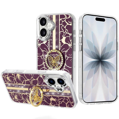 Floral Butterfly Ring Stand Glitter Bling Shockproof Hybrid Luxury Fashion Protective Anti Slip Durable Grip