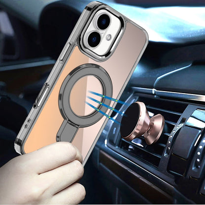 Phone Case for Apple iPhone 18/ iPhone 17 Chrome Magnetic Ring Stand Rotational Shockproof Hybrid Kickstand Metal Finish Rugged Drop Protection Armor Cover