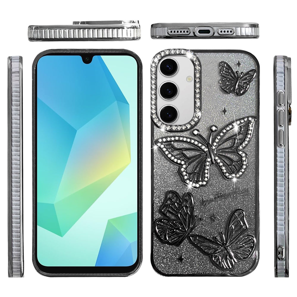 Phone Case for Samsung Galaxy A16 5G Butterfly Freedom Shimmer Glitter Thick TPU Shockproof Anti Slip Durable Protective Design Cover