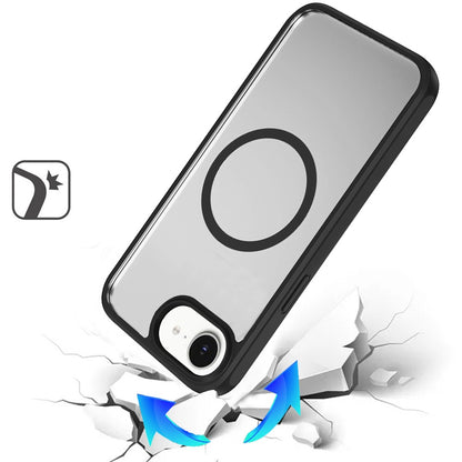 Phone Case for Apple iPhone SE 3 (2022) SE/8/7 Transparent Magnetic HQ Shockproof Hybrid 2.0mm Thick AntiSlip Grip Drop Protection Rugged Clear Durable Impact Cover Black