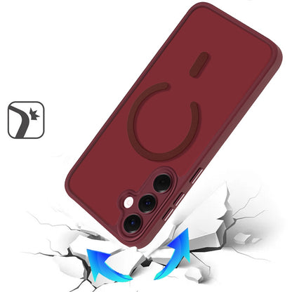 Phone Case for Samsung Galaxy A57 Matte Frosted Magnetic Back Hybrid Hard PC Soft TPU Camera Protection Slim Shock Absorbing Anti Fingerprint Cover