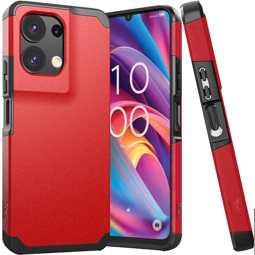 Phone Case for TCL K33/ K32 5G Slim Tough Shockproof Heavy Duty Hybrid Armor Anti Slip Durable Grip Dual Layer TPU Protective Hard Shell Cover Red