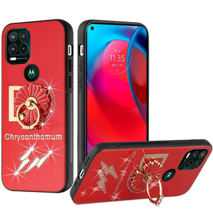 For Google Pixel 9A Diamonds 3D Fashion Bling Sparkly Glitter Ornaments Engraving Hybrid with Ring Stand Case Cover