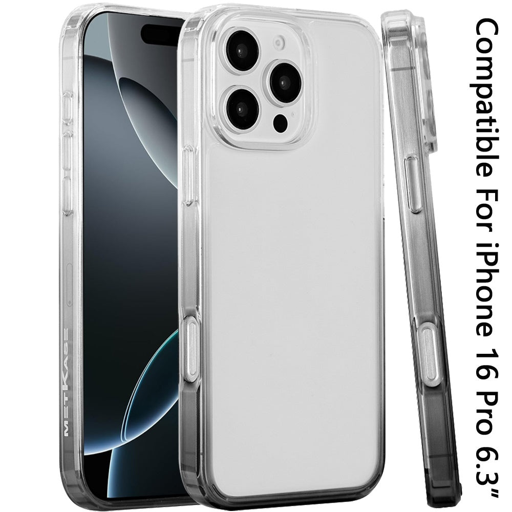 For Apple iPhone 16 Pro Transparent Two Tone Gradiant Magnetic Space [Compatible with Magsafe] Hybrid Shockproof Protective Case Cover Two Tone Smoke