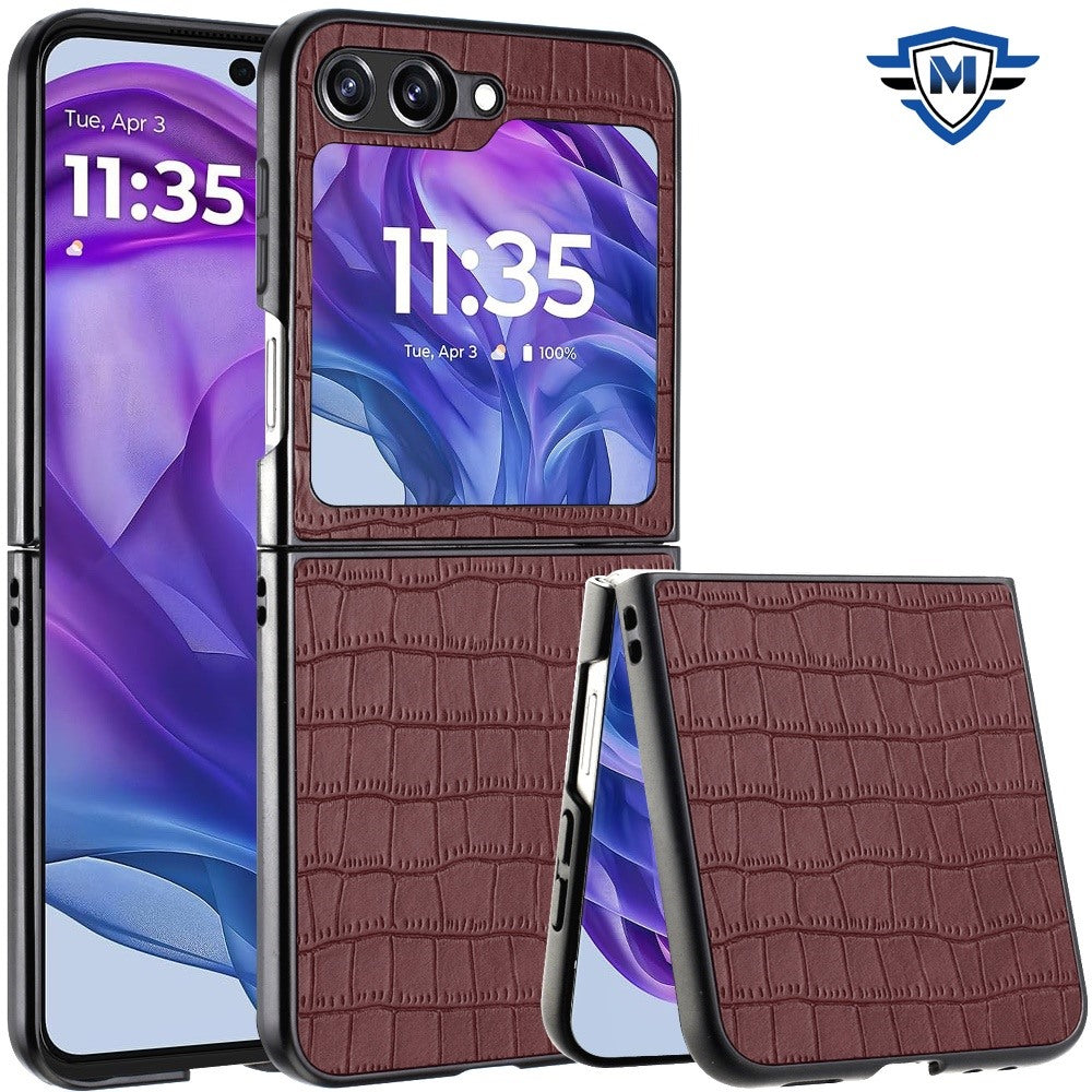 For Motorola Razr 2025 Premium PU Vegan Leather Hard Snap-On Slim Protective Shell Cover, Elegant Finish Case Cover