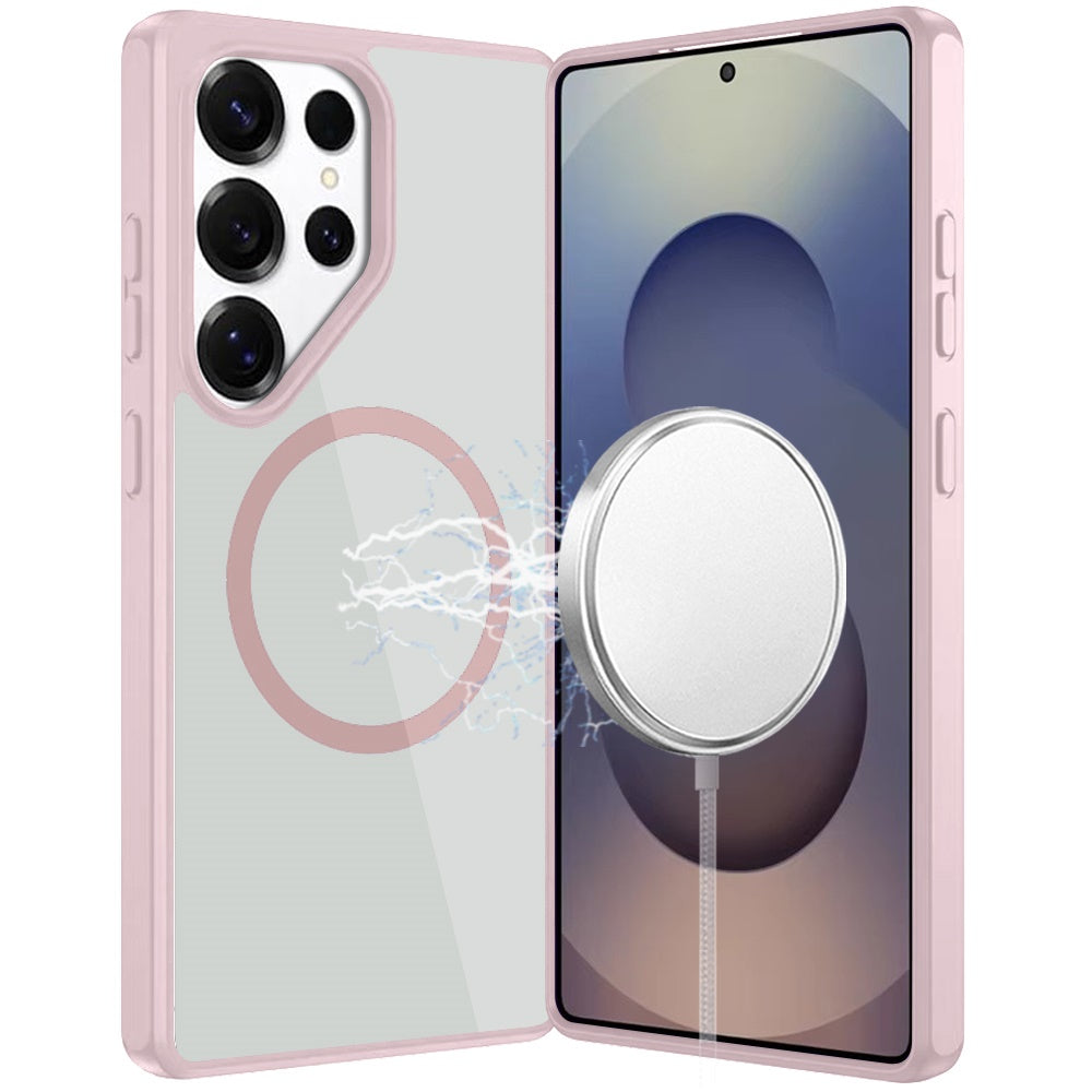 For Samsung Galaxy S25 Ultra Magnetic Circle HQ Transparent Clear TPU Thick 2.0mm Frame Hybrid Shockproof Protector Case Cover