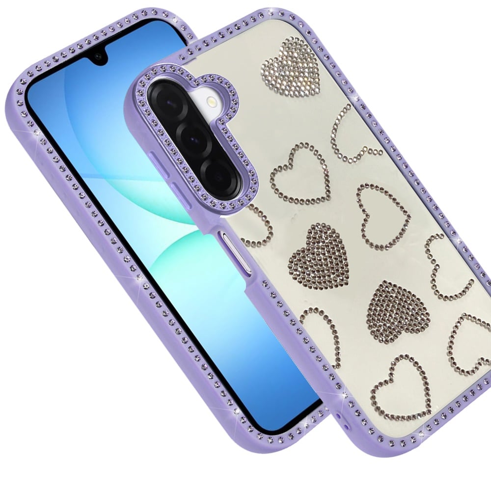 Phone Case for Samsung Galaxy A17 Spread Love Hearts Glitter Shimmer Bling Diamond Edge Shockproof Hybrid Stylish Protective Slim Grip Designer Cover