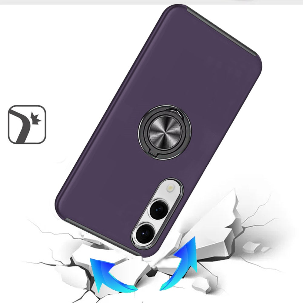 For Samsung Galaxy S25 EDGE Hybrid 360 Degree Rotatable Metal Invisible Ring Stand Holder Slim Fit Magnetic Car Mount Shockproof Case Cover