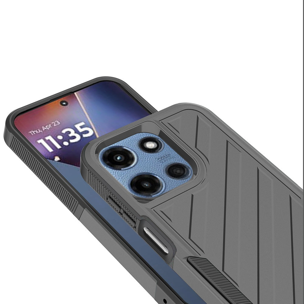 Phone Case for Motorola Moto G Play 5G 2026 Rugged Shockproof Dual Layer Lined Armor Heavy Duty Impact Resistant Protective Grip Durable Everyday Protection Cover Gray