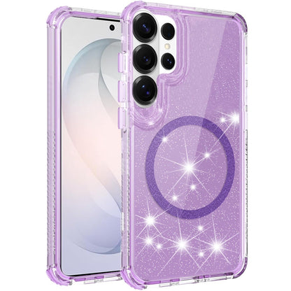 Phone Case for Samsung Galaxy S26 Ultra Magnetic Circle Glitter 3in1 Hybrid Shockproof Bling Protective Durable Crystal Clear Grip Slim Lightweight Cover