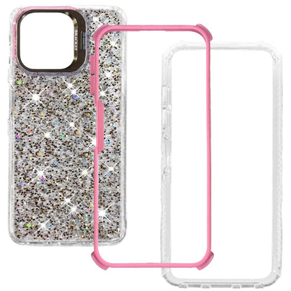Phone Case for Motorola Moto G Play 5G 2026 Luxury Bling Scattered Glitter Hybrid Dual Layers with Integrated Camera Stand and Sparkle Finish Design Cover
