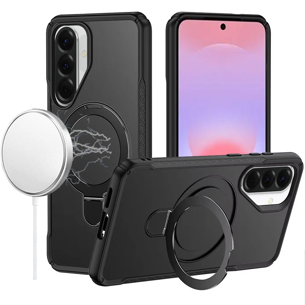 Phone Case for Galaxy A37 Magnetic Ring Stand Matte Finish Shockproof Grip Slim Armor Heavy Duty TPU Protective Hybrid Cover