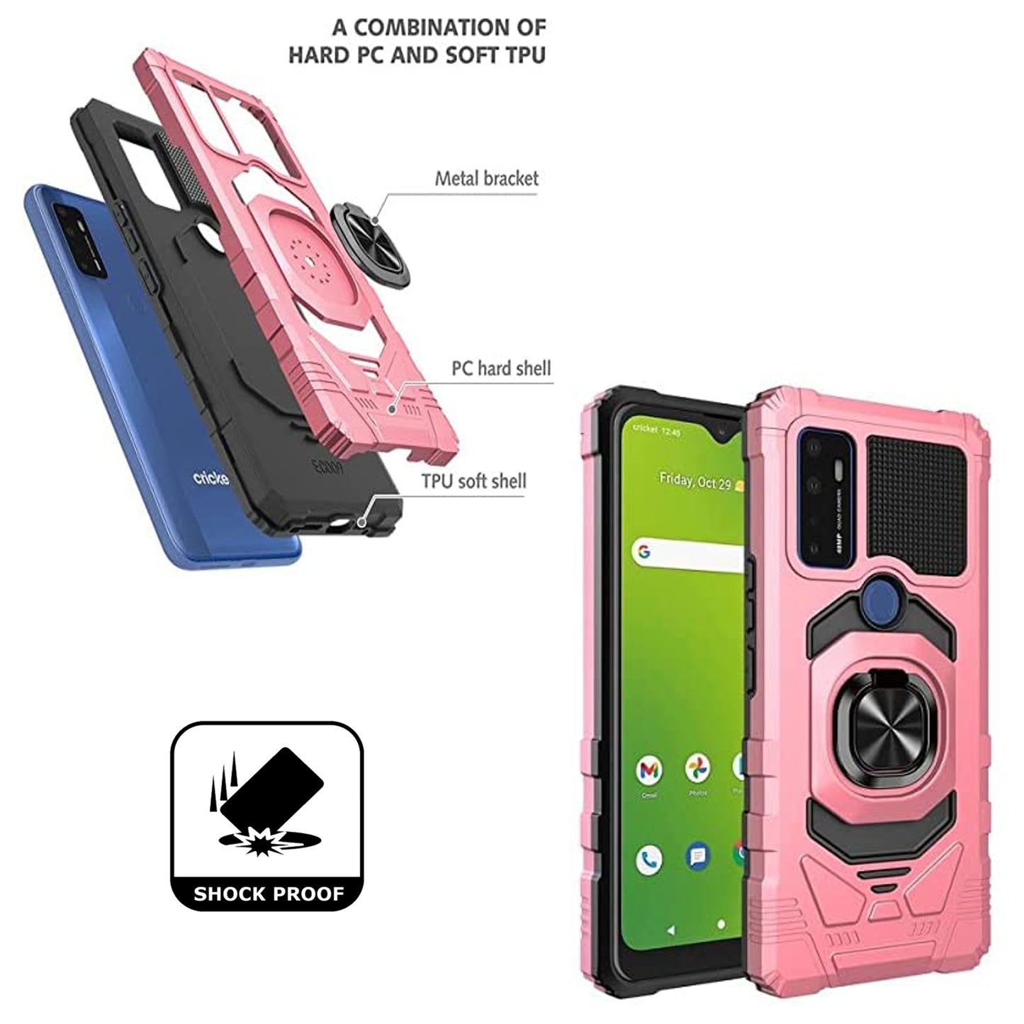 For Motorola Moto G Power 5G 2026 Hybrid Magnetic Car Mount Ring Kickstand Stand Holder Full-Body Armor Protective [Military Grade] Case Cover Purple