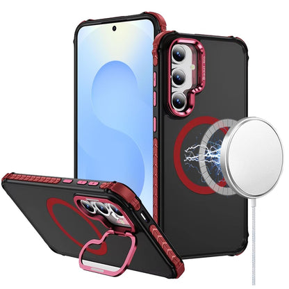 For Samsung Galaxy S24 Fan Edition /Galaxy S24 FE Hybrid Metal Camera Stand Ring Sturdy, Compatible with MagSafe, Matte Hard TPU Colorful Edge Case Cover