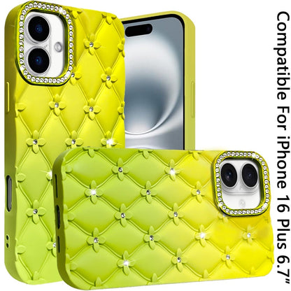 Phone Case for Apple iPhone 16 Plus Floral Glitter Shimmer Bling Hybrid Shockproof Anti Slip Thick TPU Protective Stylish Design Cover