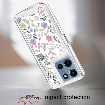 Phone Case for Motorola Moto G Play 5G 2026/ 5G 2025/ 5G2026 Beautiful Floral TPU Shockproof Hybrid Rubber PC Slim Lightweight Protective Designer Pattern Cover Purple and Green Wildflowers