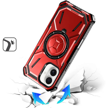 For Apple iPhone 16 Plus Shockproof Hybrid Magnetic Ring Case - 360° Rotatable Stand with MagSafe Compatibility Case Cover