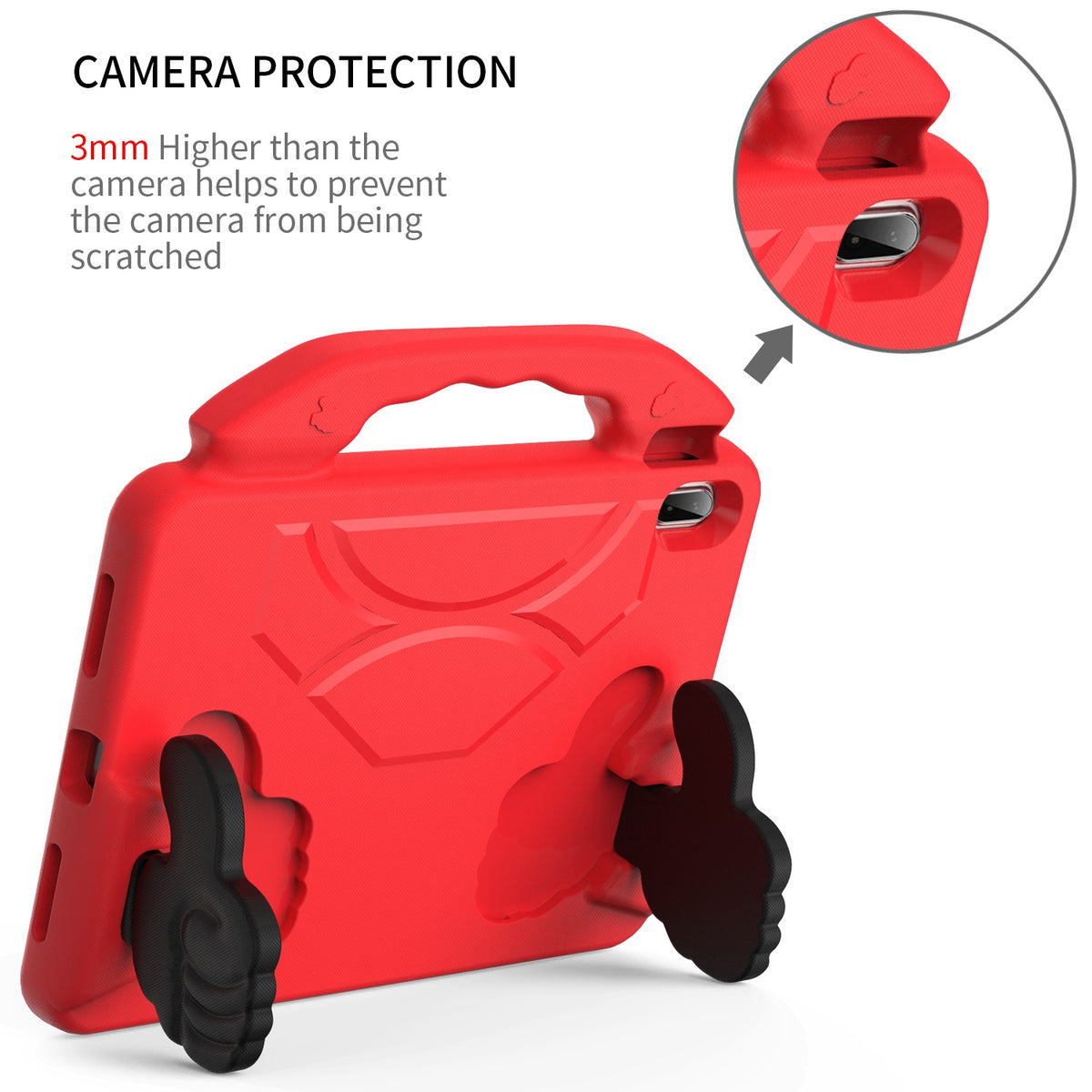 For Kid-Friendly Hybrid Tablet Shockproof Stand Case Antislip Rubber Silicone TPU - Thumbs Up Kickstand Red Tablet Case Cover