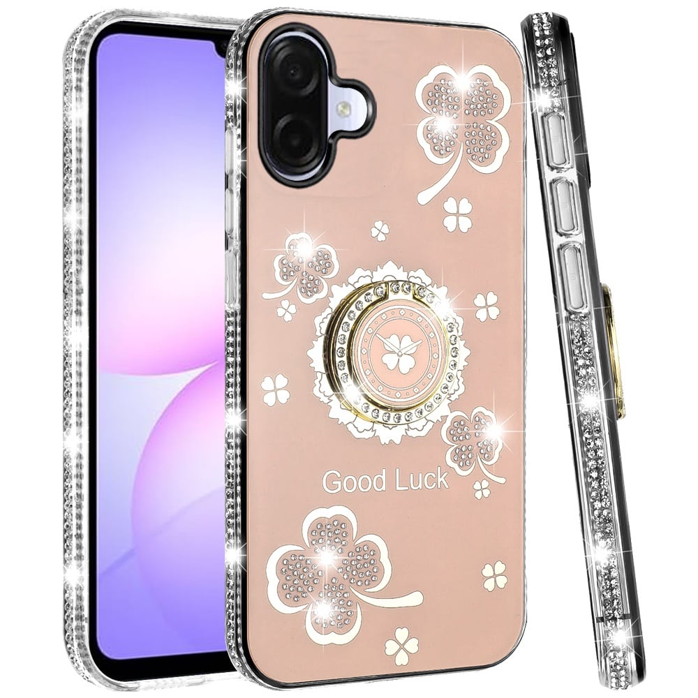 Diamonds Bling All Around Edges Sparkly Glitter Hybrid with Ring Stand Holder Fashion Good Luck
