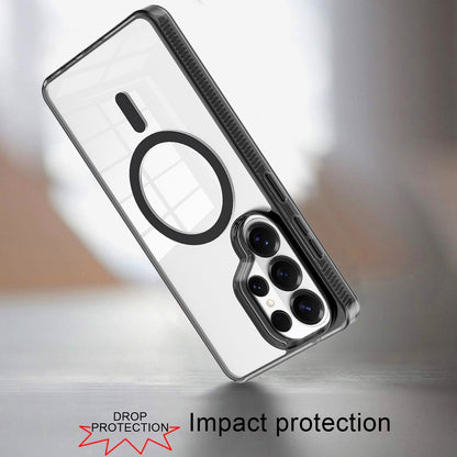 For Samsung Galaxy S25 Ultra MagSafe Compatible Integrated Technology Clean Transparent Hybrid Armor TPU Frame Case Cover Clear