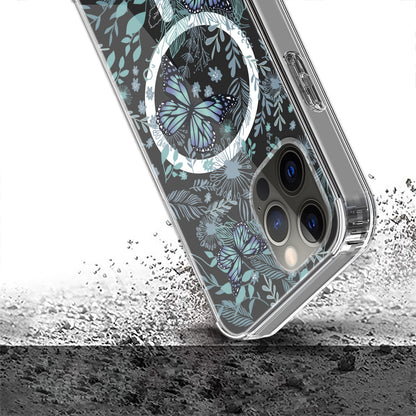 For Apple iPhone 16 Plus (6.7") Hybrid Flower Design Stylish Fashion Thick Hard MagSafe Compatible Shockproof Case Cover