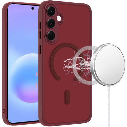 Phone Case for Samsung Galaxy A57 Matte Frosted Magnetic Back Hybrid Hard PC Soft TPU Camera Protection Slim Shock Absorbing Anti Fingerprint Cover