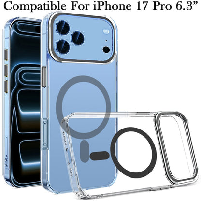 For Apple iPhone 17 Pro (6.3") Clear Transparent Case Matching Circle Design, Hybrid TPU Hard Shell, Support Magsafe Charger Case Cover Black