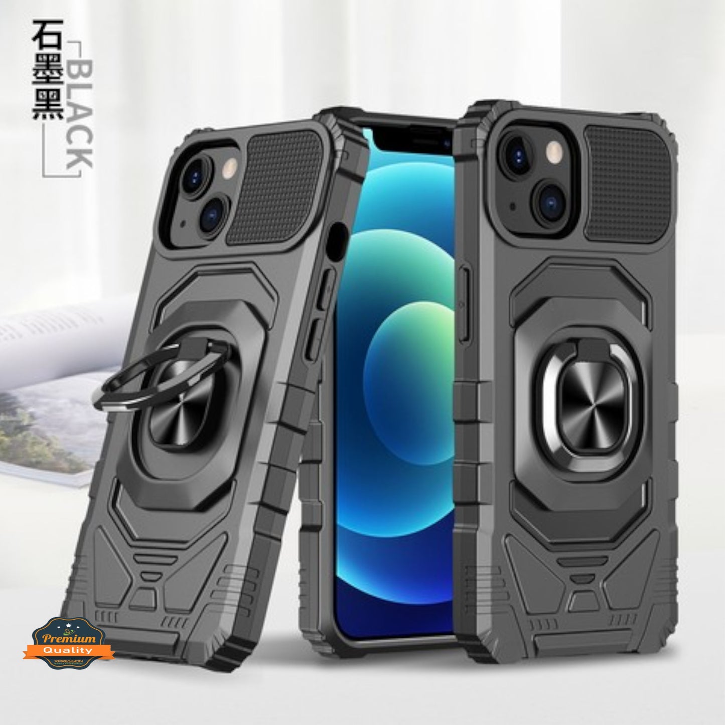 For Apple iPhone 15 Pro (6.1") Hybrid Magnetic Car Mount Ring Kickstand Stand Holder Protective [Military Grade]  Phone Case Cover