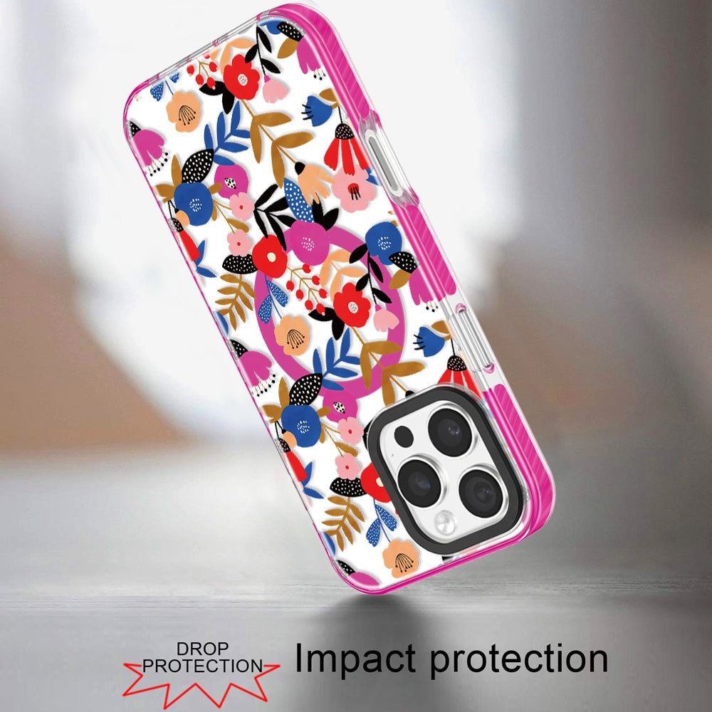 For iPhone 16 Pro Max (6.9") Magnetic Hybrid Stylish Design IMD Pattern, Compatible with MagSafe, Slim TPU Protector
