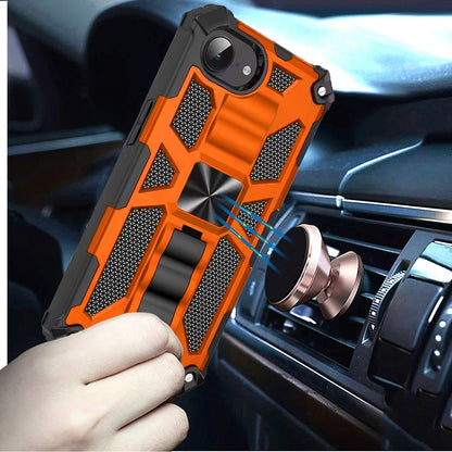 For Apple iPhone 17E /16E Hybrid Shockproof [Military Grade] Rugged Protective with Magnetic Car Mount & Invisible Stand Case Cover Cosmic Orange