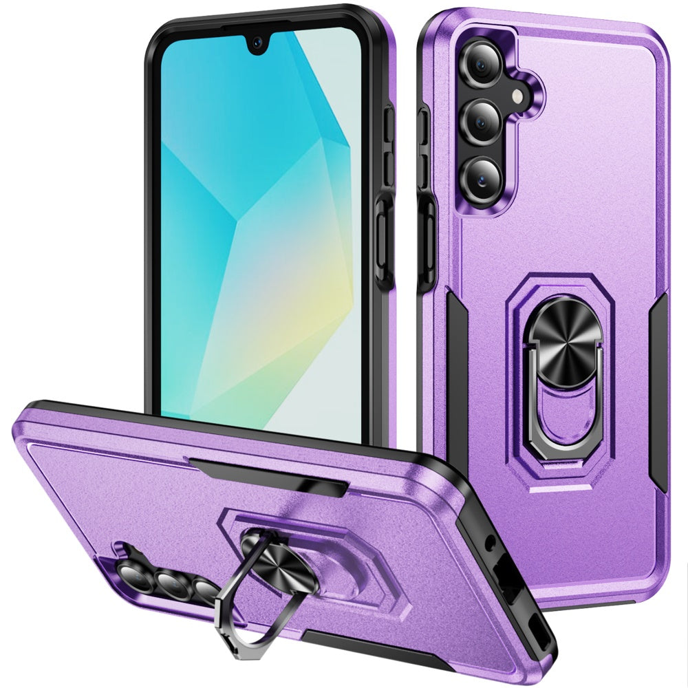 Phone Case for Samsung Galaxy A16 5G Tough Hybrid Ring Stand Shockproof Rugged Grip Impact Resistant Hybrid Kickstand Heavy Duty Durable Cover Purple