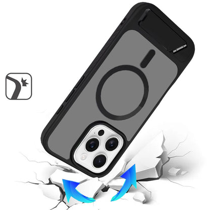 Phone Case for Apple iPhone 14 Pro Max Matte Magnetic Metal Kickstand Shockproof Grip Anti Slip Durable Protective Heavy Duty Hybrid Cover