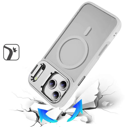 Phone Case for Apple iPhone 18 Pro Metallic Magnetic Camera Stand Shockproof Hybrid Grip Camera Lens Protection Kickstand Rugged Durable Armor Cover
