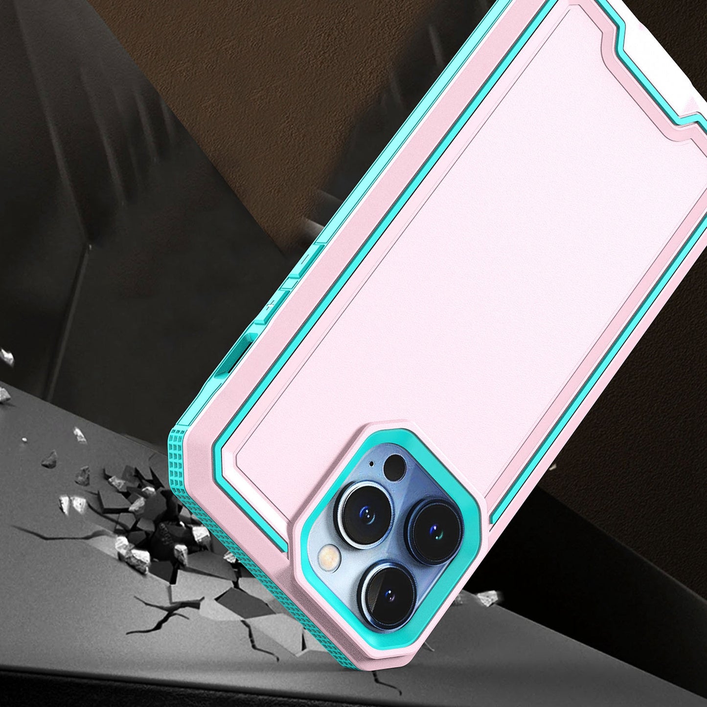 For Motorola Moto G 5G /Moto G 2025 Tough Modern Fused Hybrid Armor Hard PC TPU Rubber Shockproof Drop Protection Impact Case Cover Pink Teal