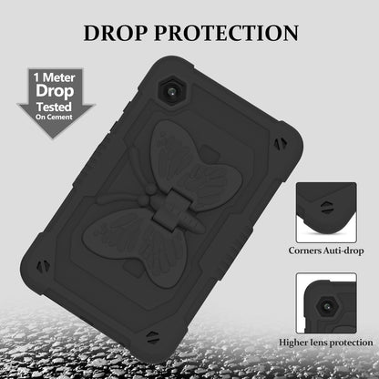 For Butterfly Wings Kickstand 3in1 Tough Hybrid with Pencil Holder Heavy Duty Rugged Shockproof Full Protective Black Tablet Case Cover