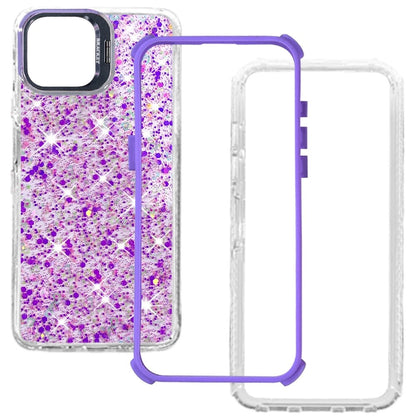 Phone Case for Apple iPhone 17E / iPhone 16E Luxury Bling Scattered Glitter Hybrid Dual Layers with Integrated Camera Stand and Sparkle Finish Design Cover