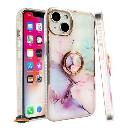 For Samsung Galaxy A16 5G Fashion Design Pattern Hybrid Ring Kickstand Bling Diamond Hard PC TPU Protective Case Cover